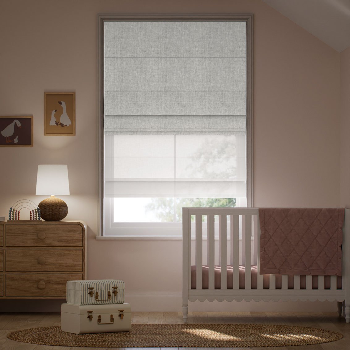 Electric Sedona Pepper & Cloud White Double Roman Blind
