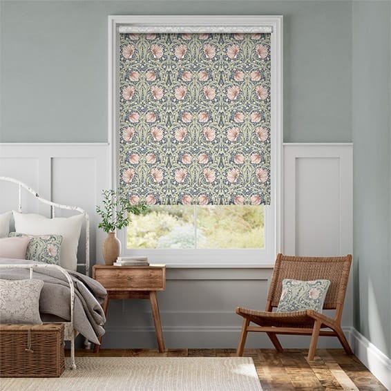 Electric William Morris Pimpernel Blush Roller Blind