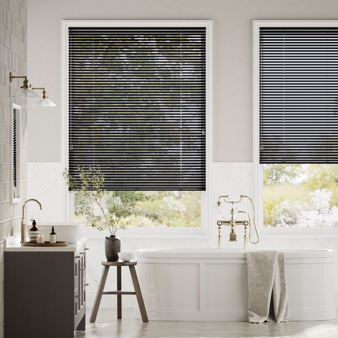 Elements Gloss Black Venetian Blind - 25mm Slat