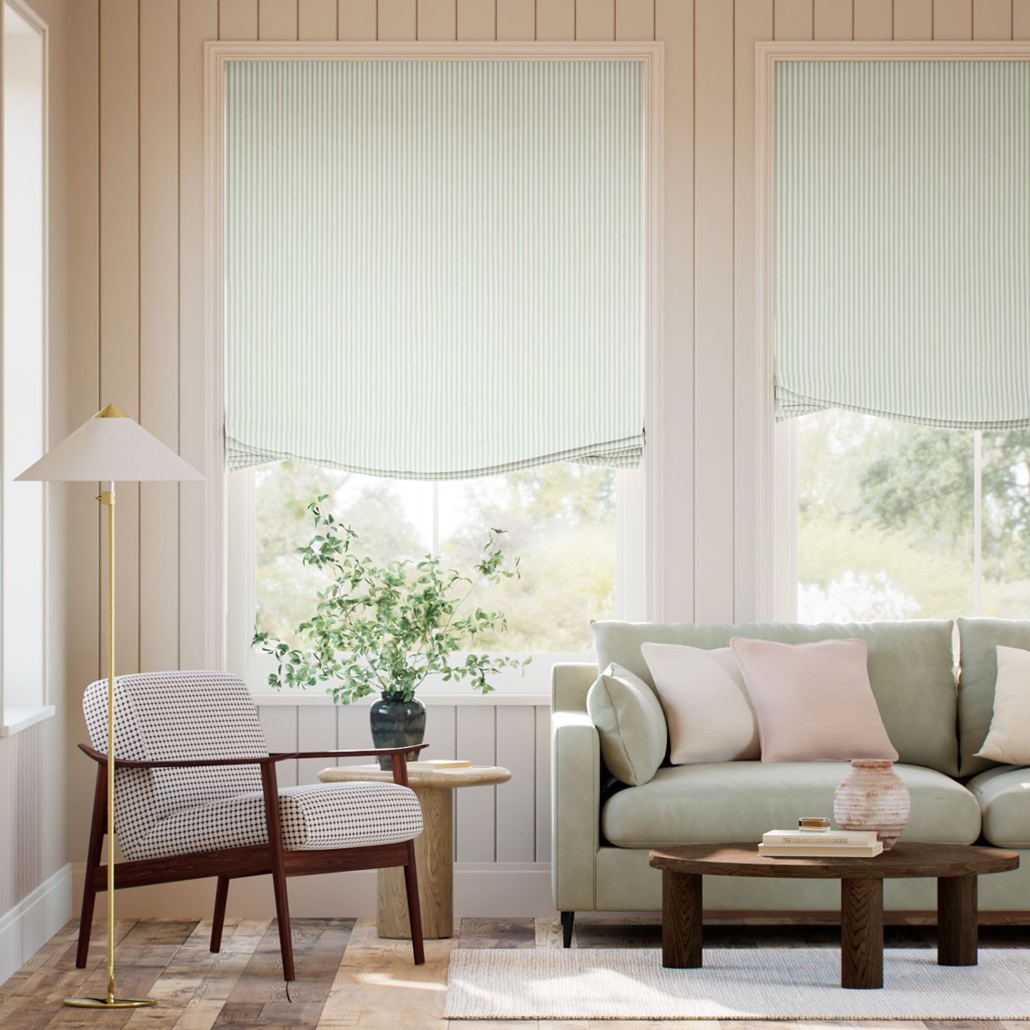 Ella Stripe Mint Relaxed Roman Blind