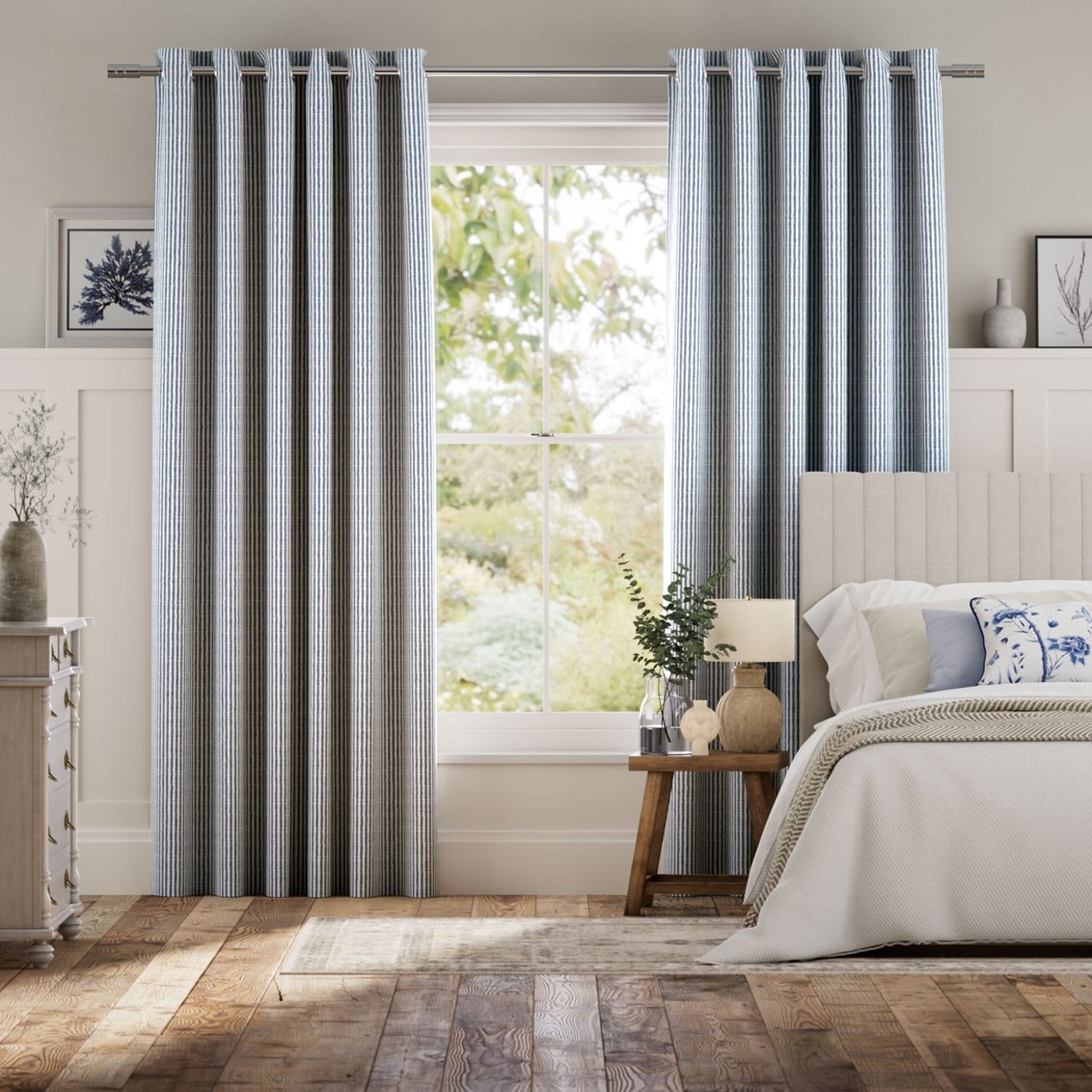 Ella Stripe Navy  Curtains