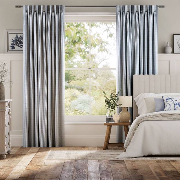 Ella Stripe Navy Curtains thumbnail image