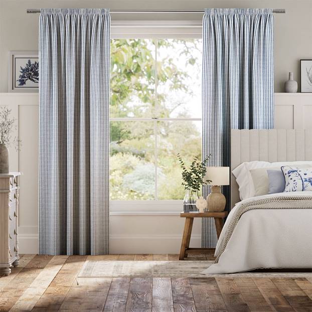 Ella Stripe Navy Curtains thumbnail image