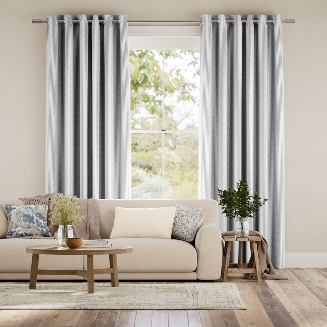 Ella Stripe Storm  Curtains