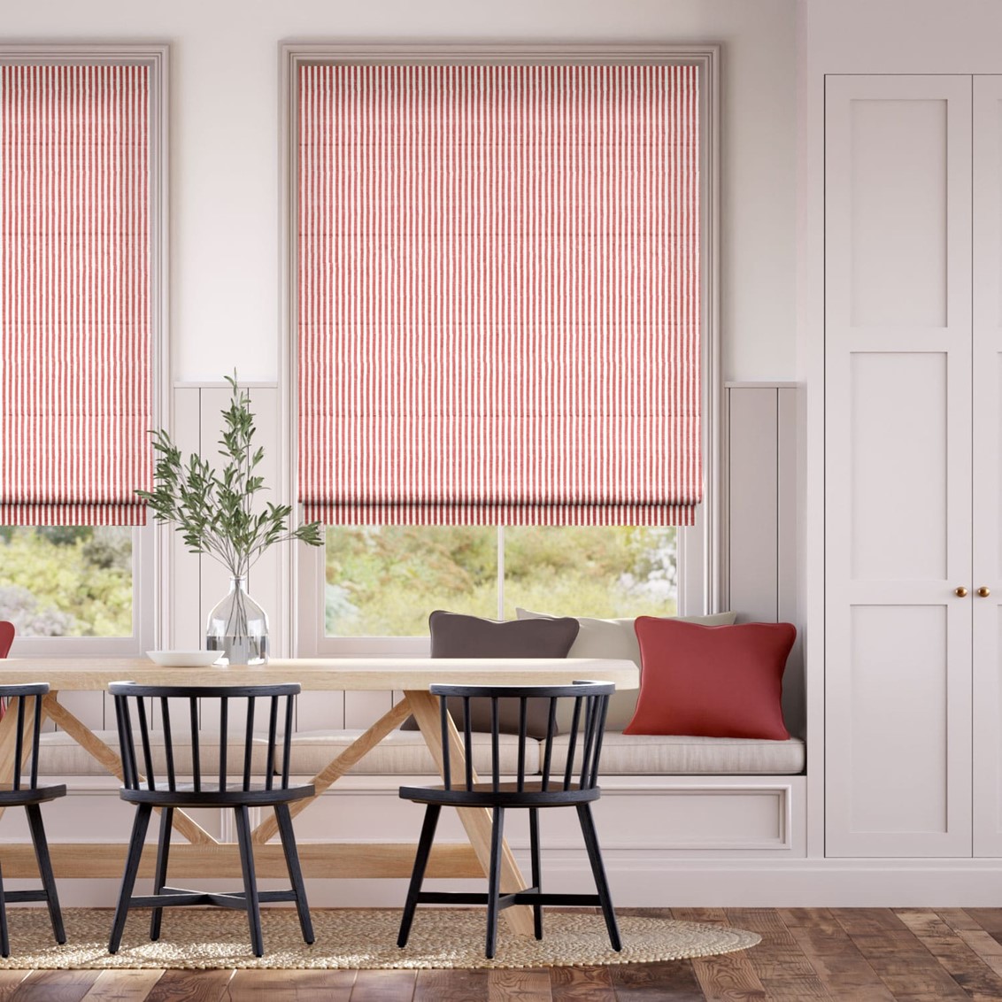 Ella Stripe Strawberry Roman Blind