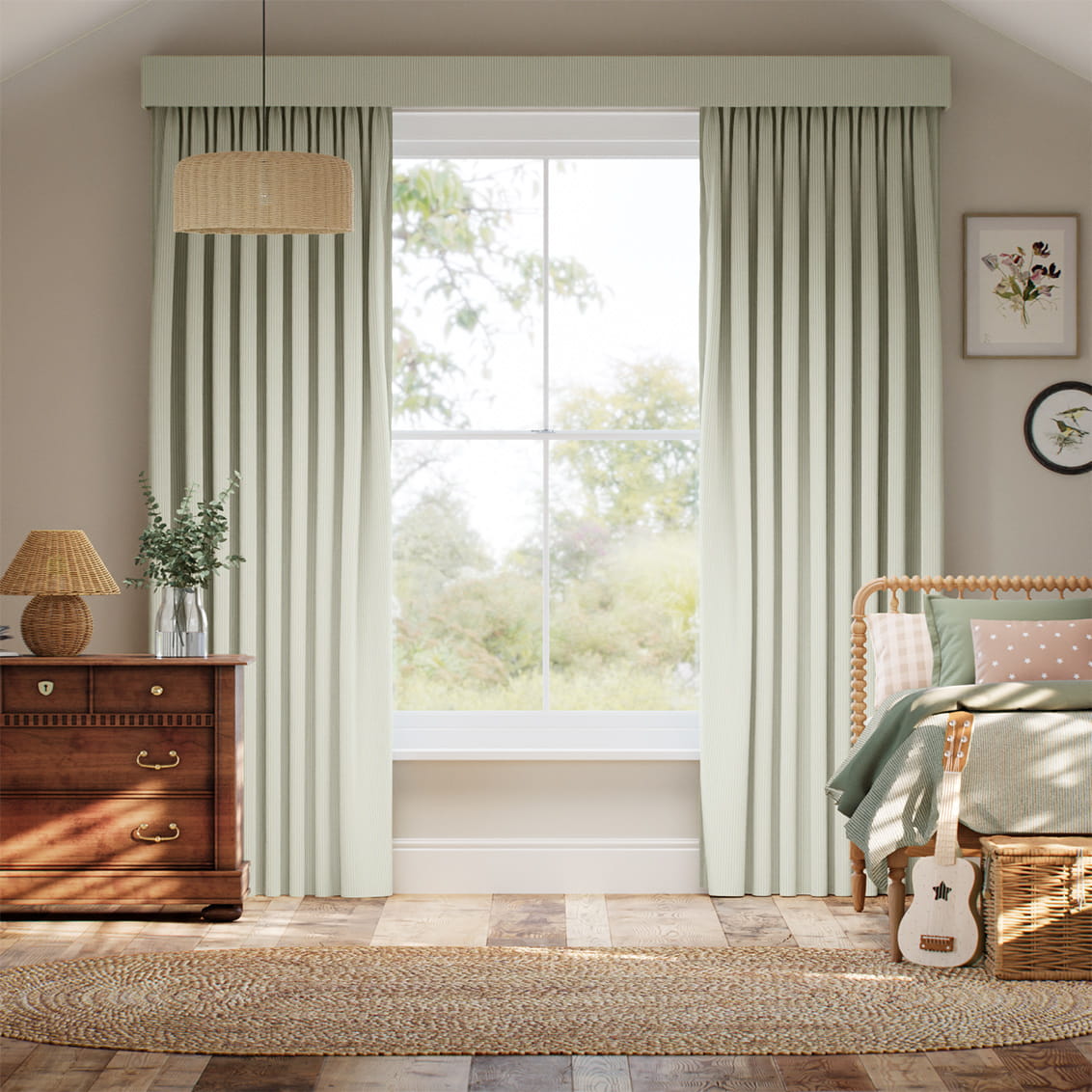 Complete Blackout Ella Stripe Pistachio Curtain