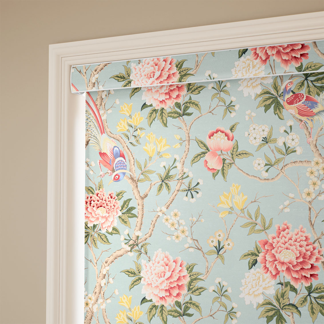 Elysian Paradise Faux Silk Coral Blush Roller Blind