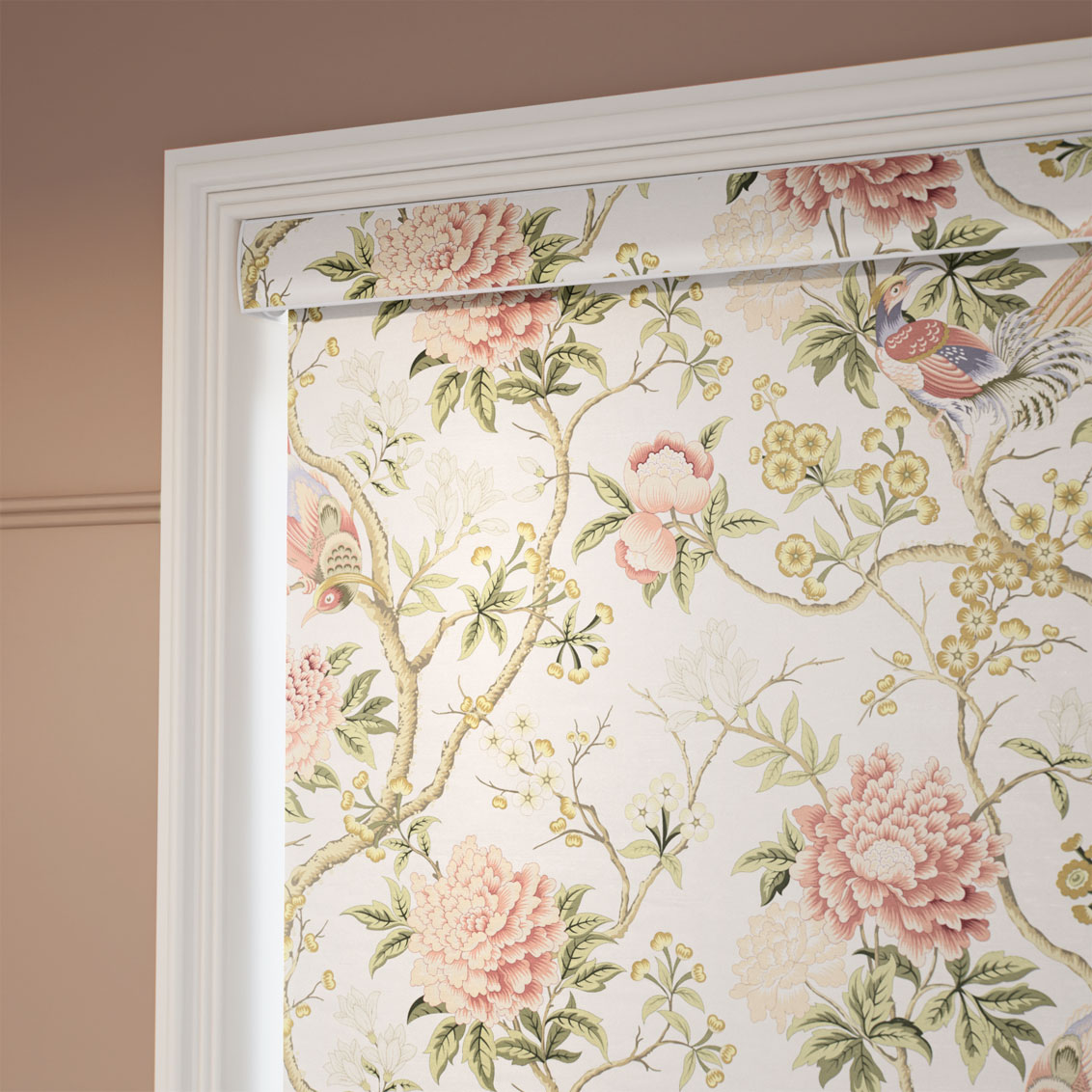 Elysian Paradise Faux Silk Ivory Rose Roller Blind