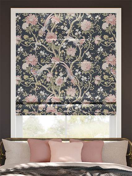 Elysian Paradise Faux Silk Midnight Blush Roman Blind thumbnail image