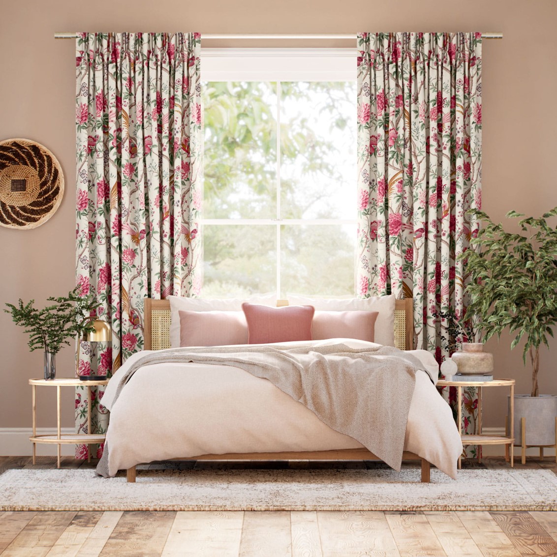 Elysian Paradise Fuchsia Curtains