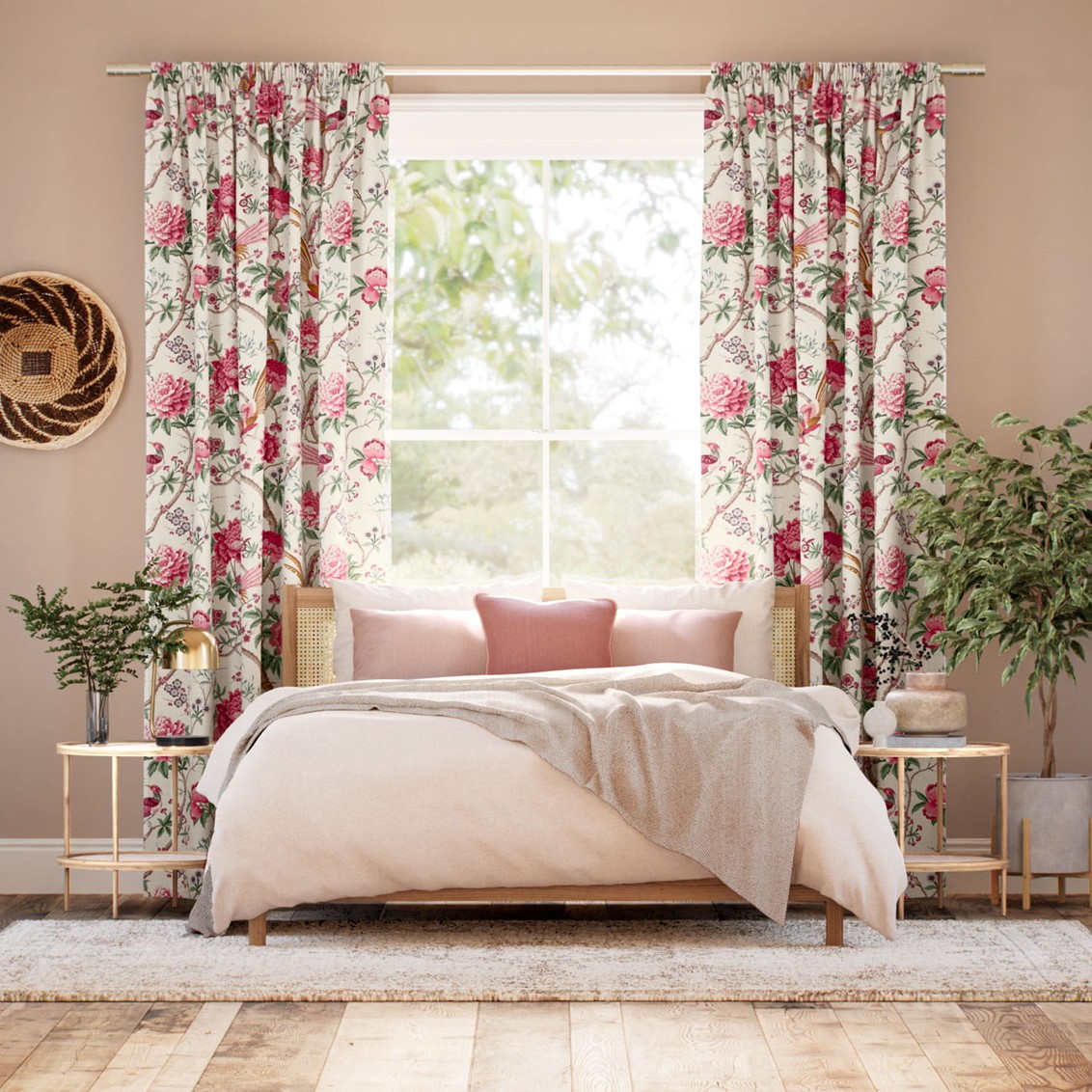 Elysian Paradise Fuchsia Curtains