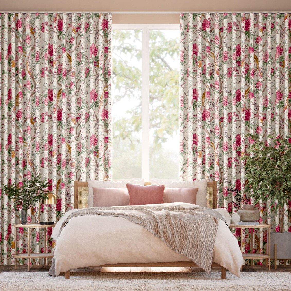 Elysian Paradise Fuchsia Curtains