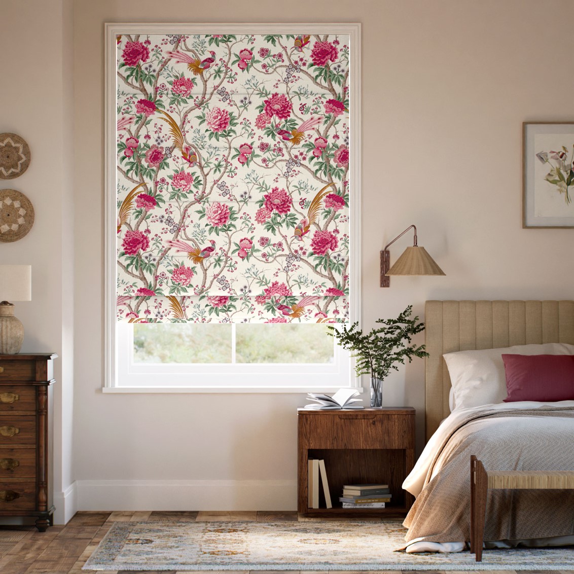 Elysian Paradise Fuchsia Roman Blind