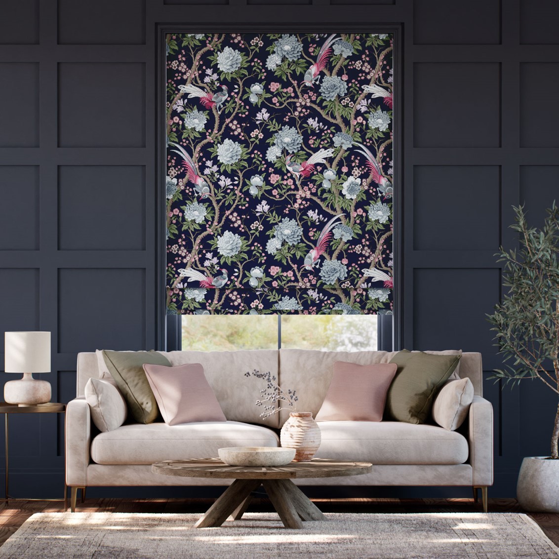 Elysian Paradise Ink Roman Blind