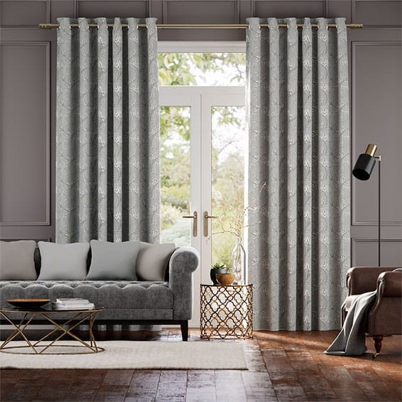 Emilia Embroidered Grey Curtains