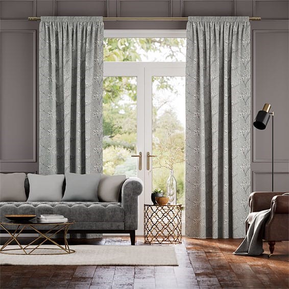 Emilia Embroidered Grey Curtains