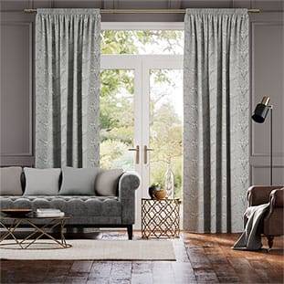 Emilia Embroidered Grey Curtains thumbnail image