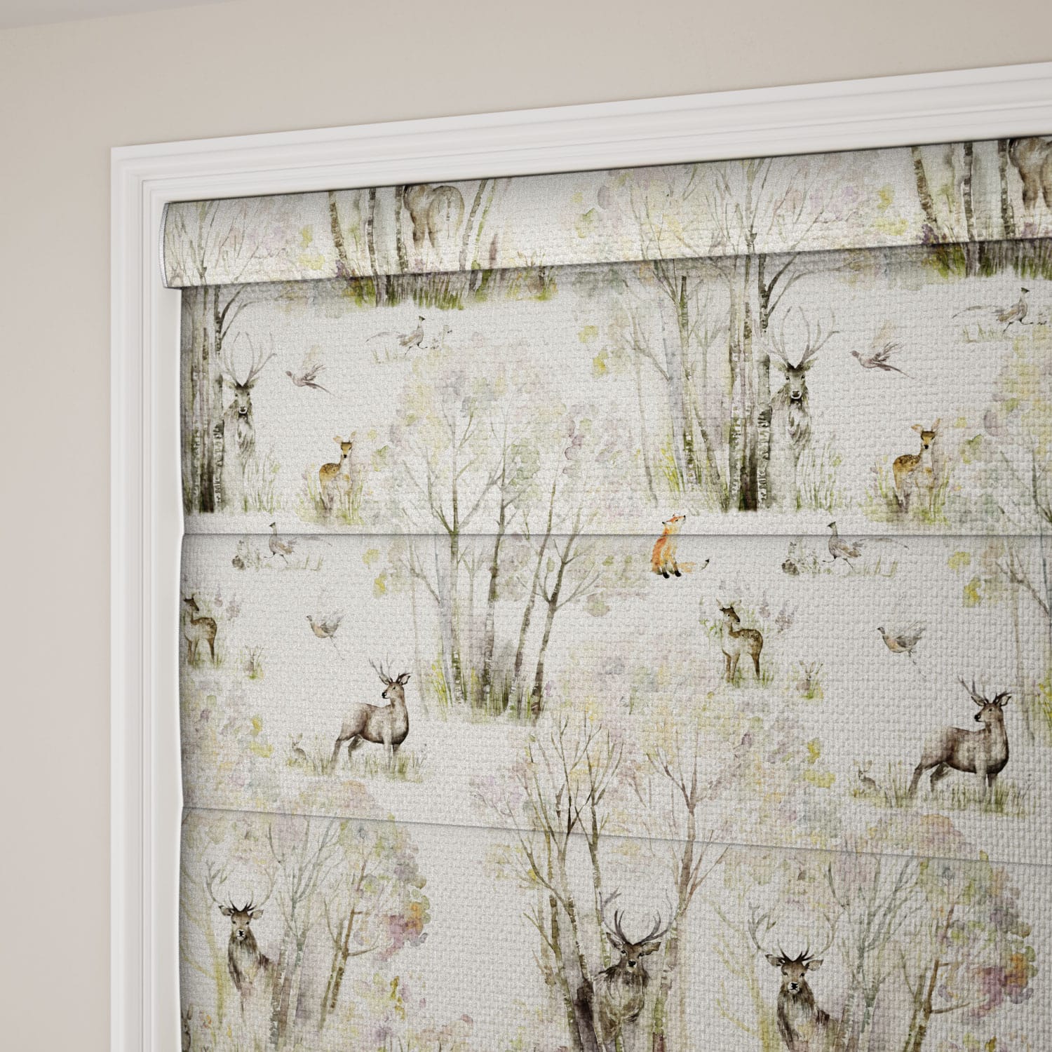 Enchanted Forest Linen Roman Blind