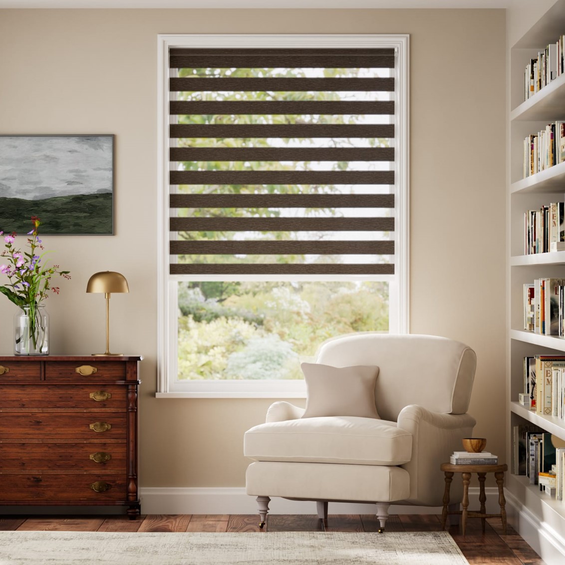 Enjoy Dark Wood Roller Blind