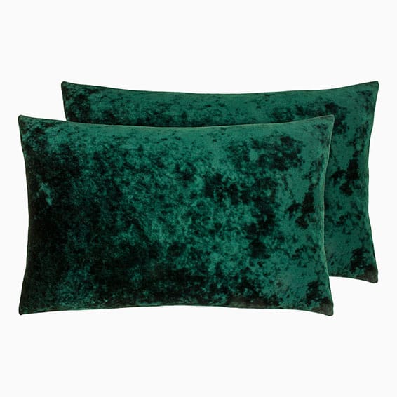 Essentials Crushed Velvet Emerald Cushion