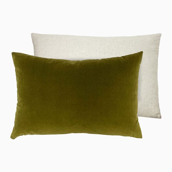 Essentials Velvet Linen Olive Cushion