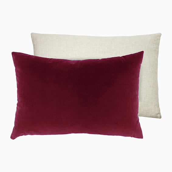 Essentials Velvet Linen Ox Blood Cushion