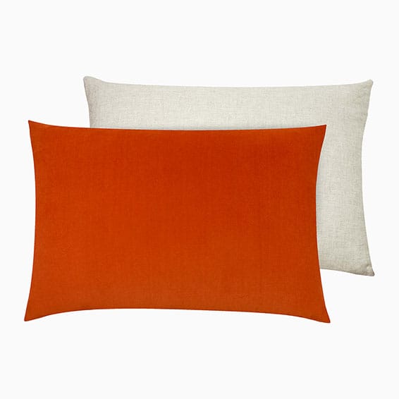 Essentials Velvet Linen Tangerine Cushion