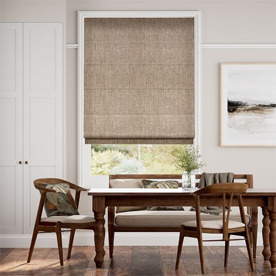 Electric Eternity Linen Biscuit Roman Blind