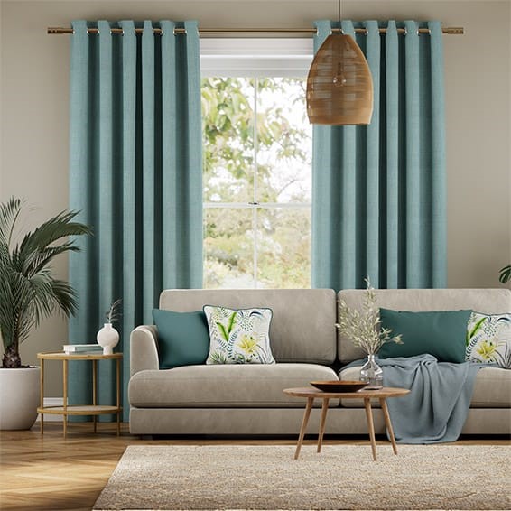 Eternity Linen Teal Curtains