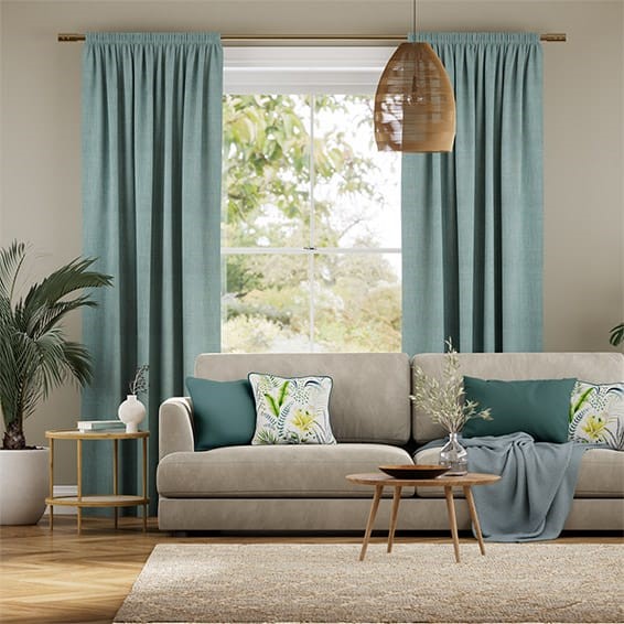 Eternity Linen Teal Curtains