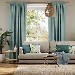 Eternity Linen Teal Curtains thumbnail image