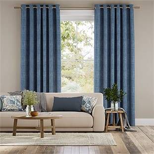 Eternity Linen Whale Blue Curtains thumbnail image