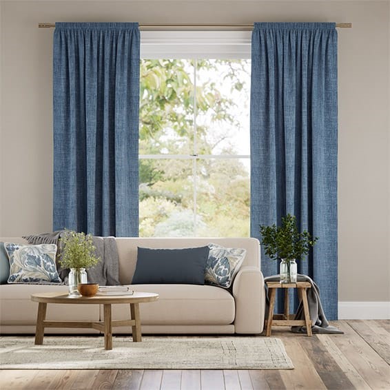 Eternity Linen Whale Blue Curtains