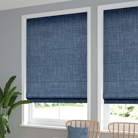 Eternity Linen Whale Blue Roman Blind