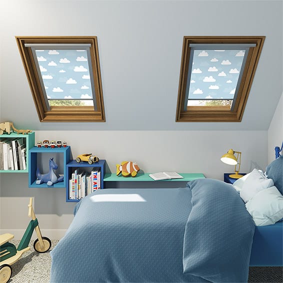 Expressions Blue Clouds Blackout Blind for Keylite Windows