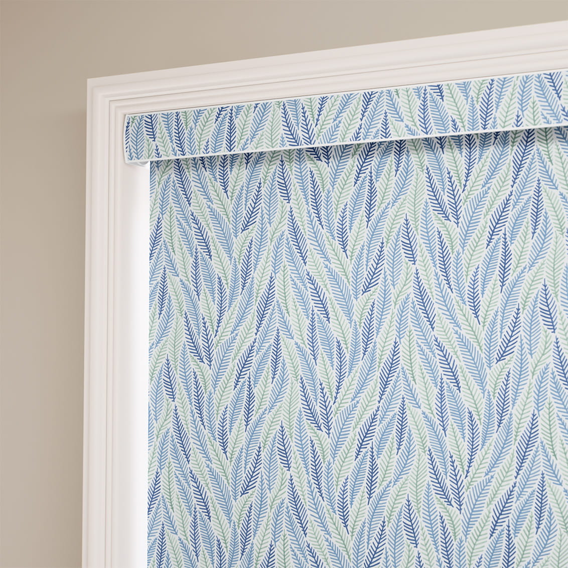 Falling Leaves Blue & Aqua Roller Blind