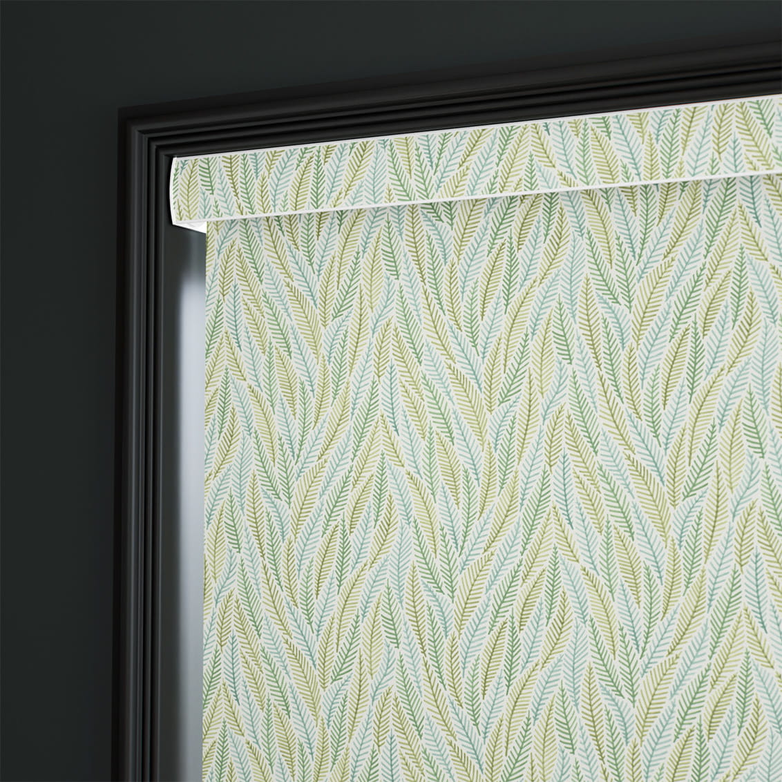 Falling Leaves Green & Aqua Roller Blind