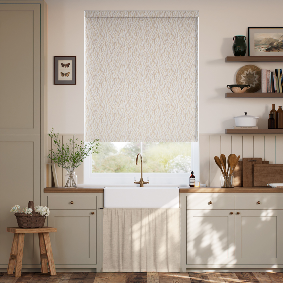Falling Leaves Neutral Roller Blind