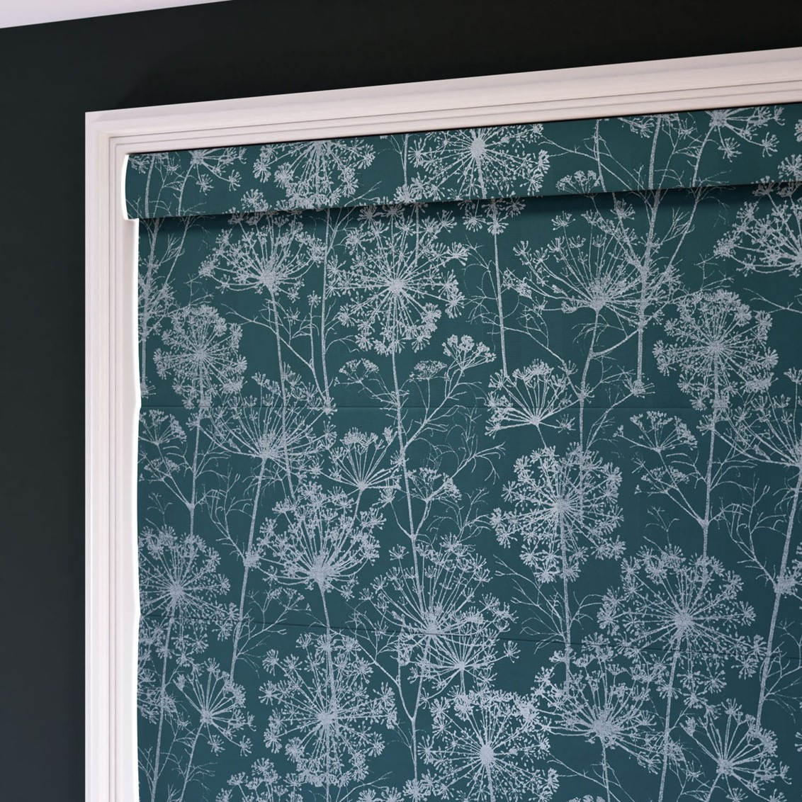 Fennel Flower Jacquard French Navy Roman Blind