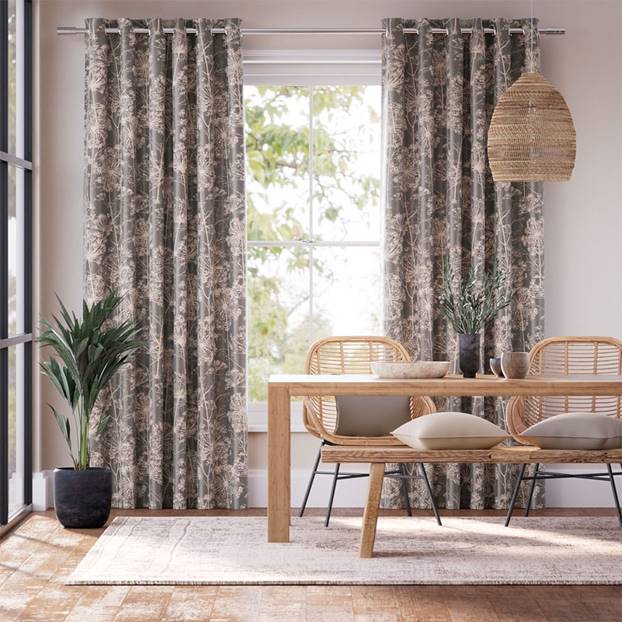 Fennel Flower Jacquard Mocha Curtains thumbnail image