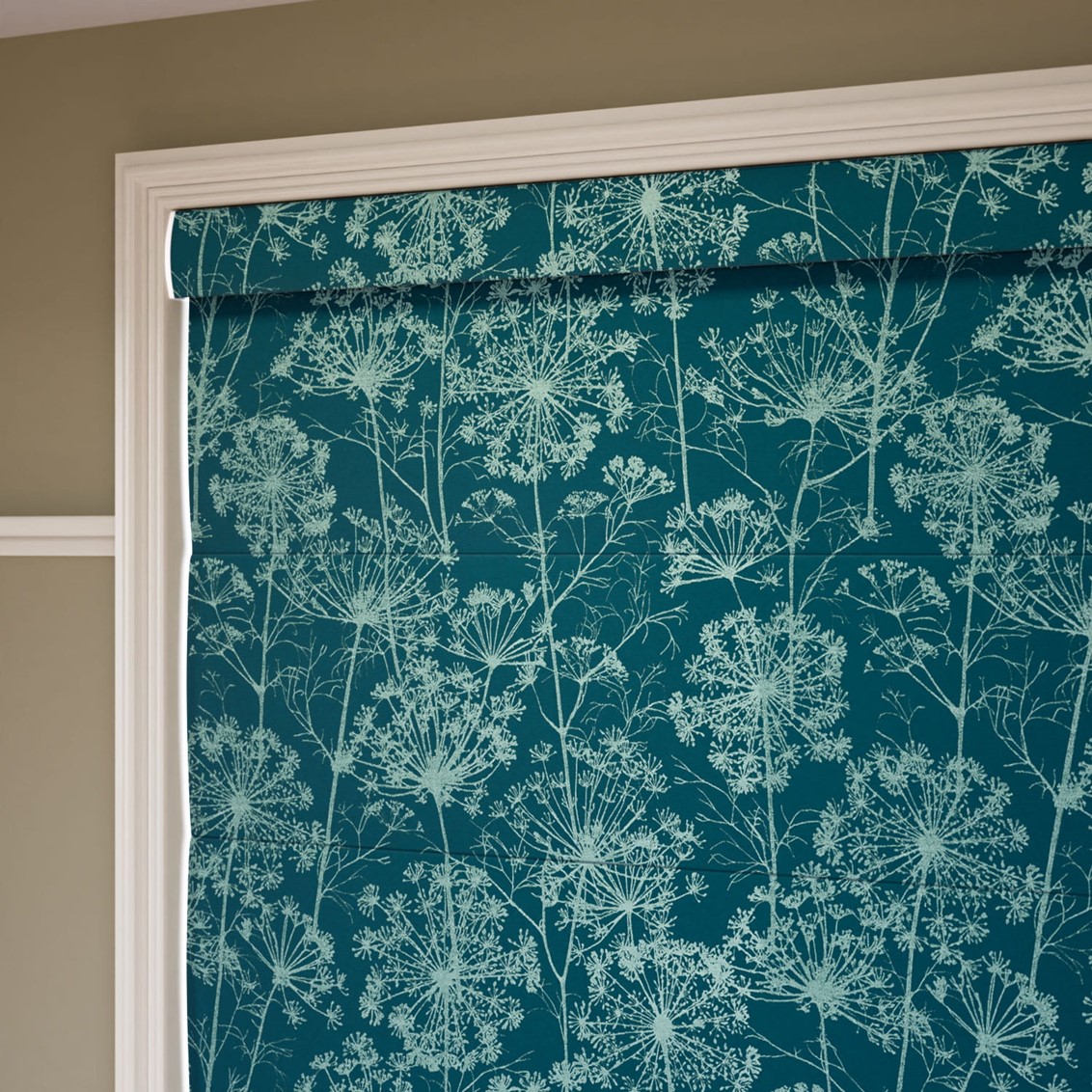 Fennel Flower Jacquard Peacock Roman Blind