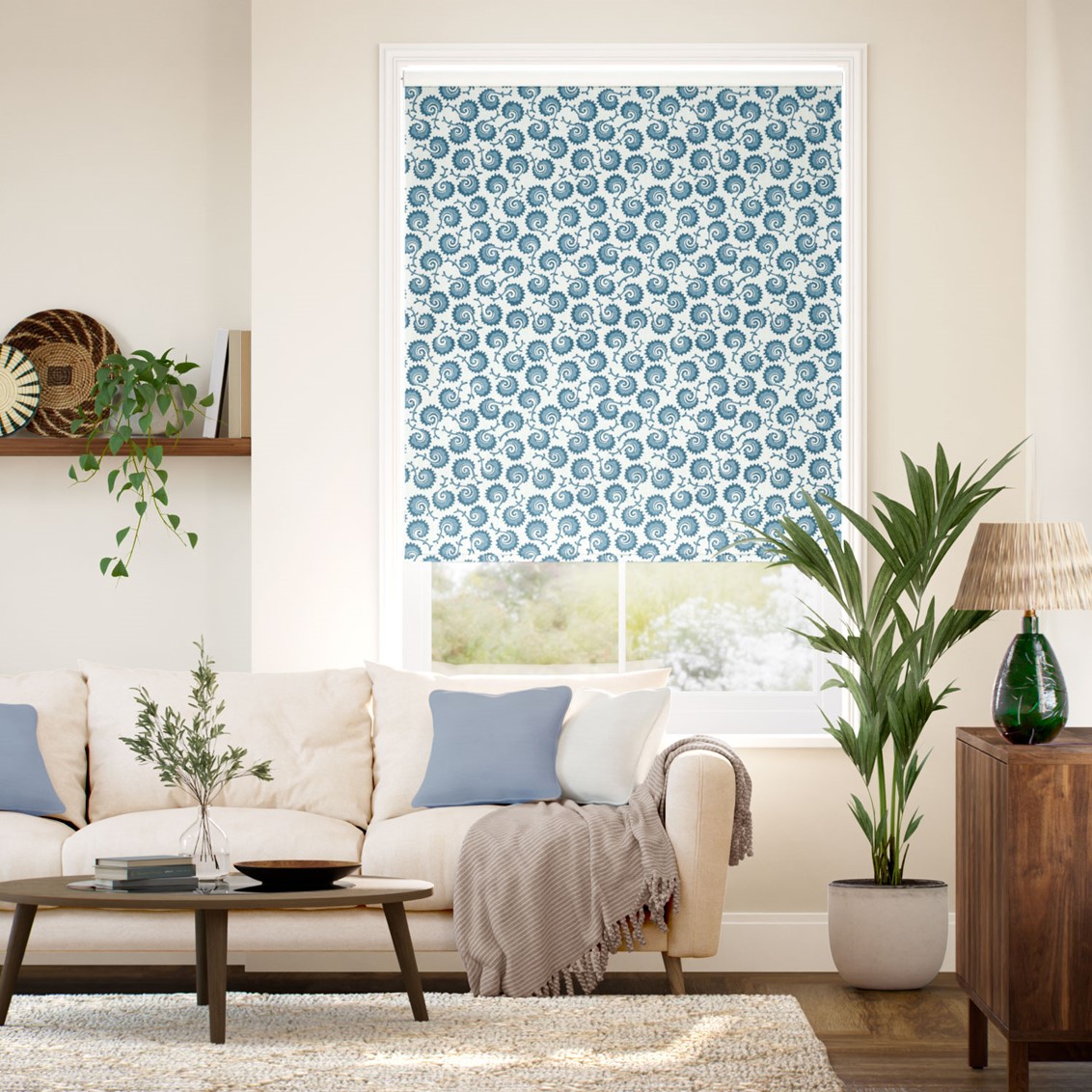 Fern Frond Sea Waves Roller Blind