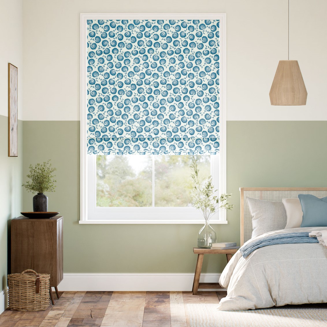 Fern Frond Sea Waves Roman Blind