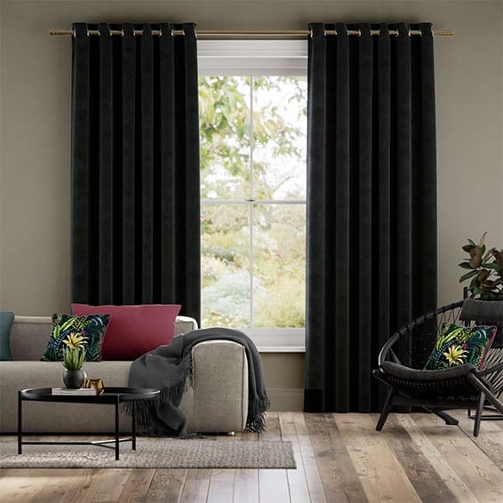 Fine Velvet Jet Black Curtains