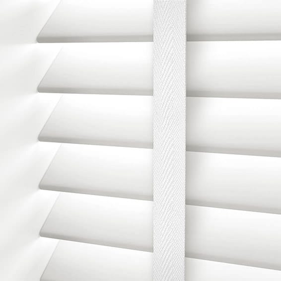 Fine White & Glacier Faux Wood Blind - 50mm Slat