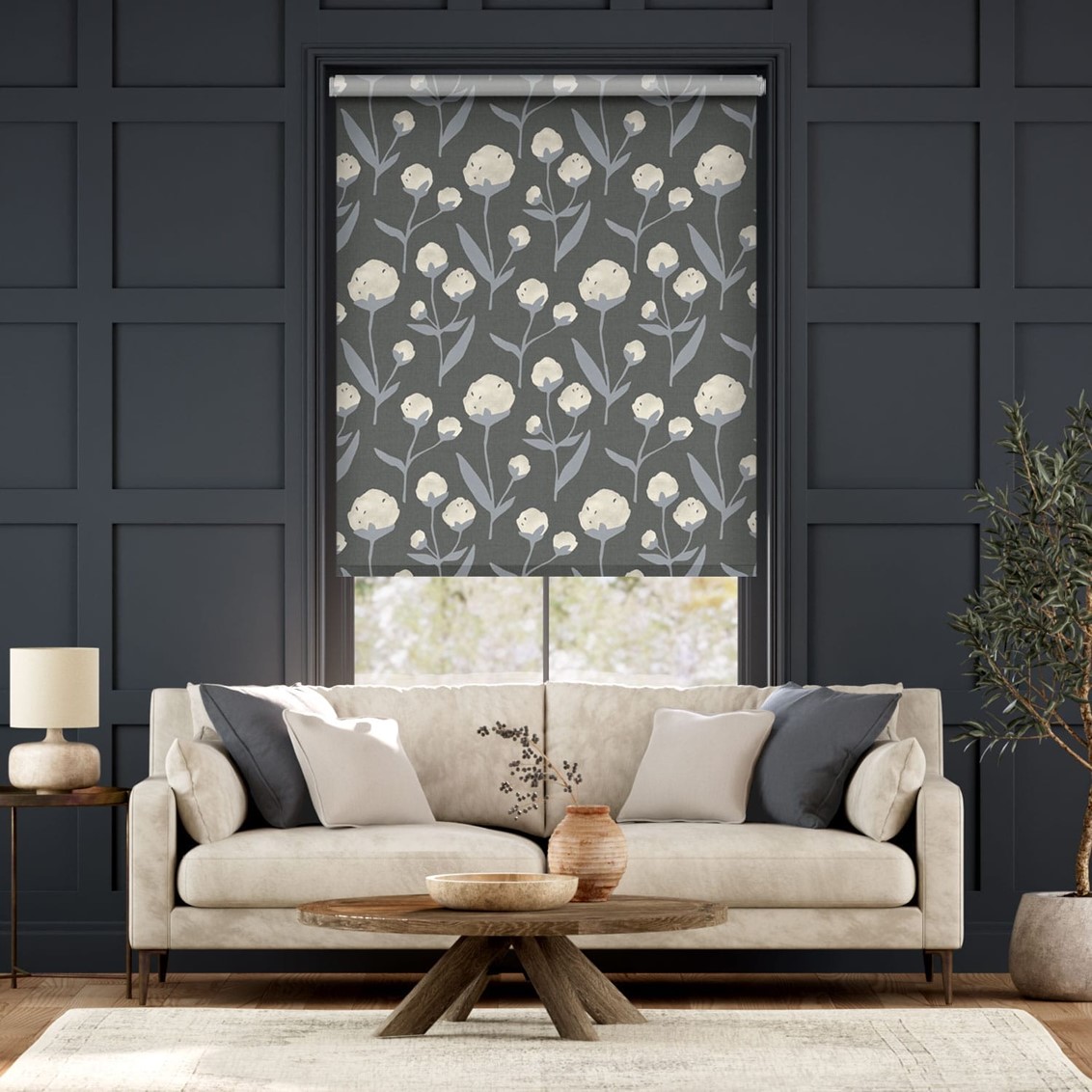 Fleur Grey Roller Blind