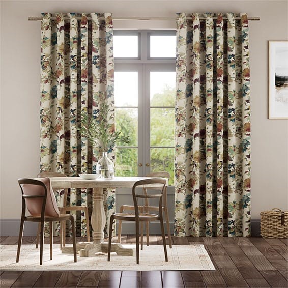 Fleur Umber & Teal Curtains