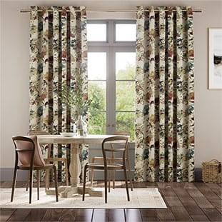 Fleur Umber & Teal Curtains thumbnail image