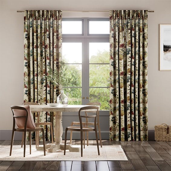 Fleur Umber & Teal Curtains