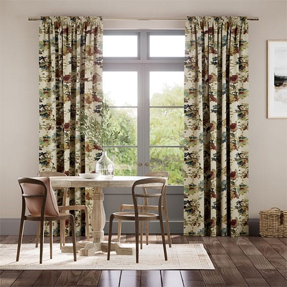 Fleur Umber & Teal Curtains